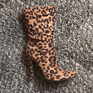 Leopard heel boots